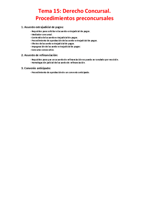Miniatura del documento Tema 15 - Derecho Concursal. Procedimientos preconcursales.pdf