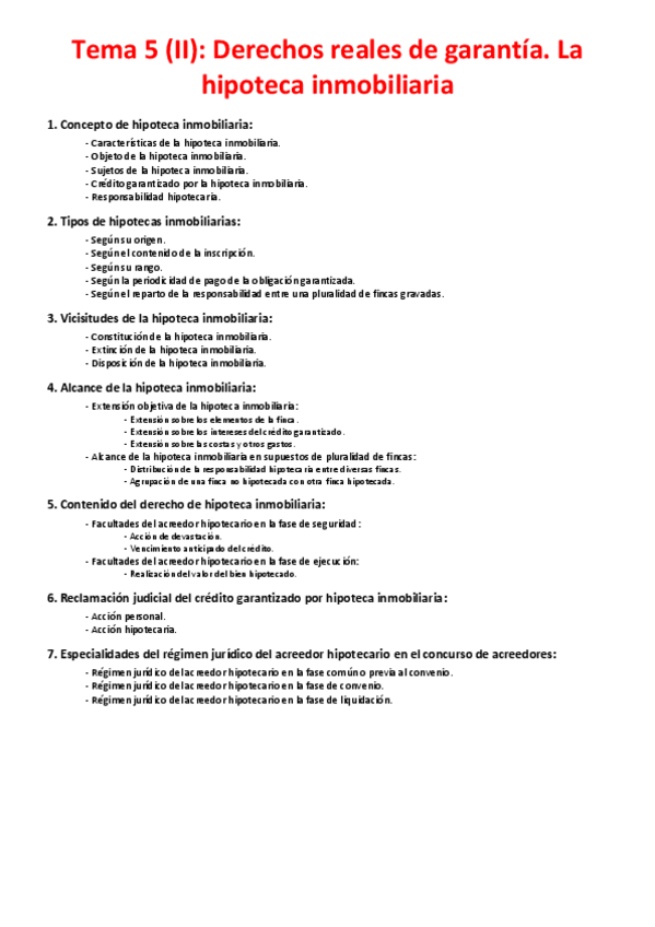 Miniatura del documento Tema 5 (II) - Derechos reales de garantía. La hipoteca inmobiliaria.pdf