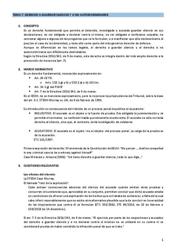 Miniatura del documento Tema 7. El derecho a guardar silencio y no incriminarse..pdf