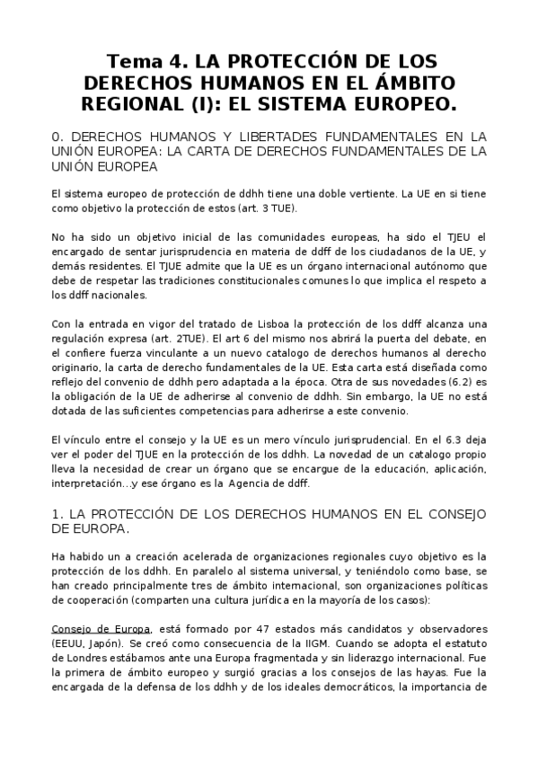 Miniatura del documento TEMA 4. LA PROTECCIÓN DE LOS DERECHOS HUMANOS EN EL ÁMBITO REGIONAL (I). EL SISTEMA EUROPEO.docx