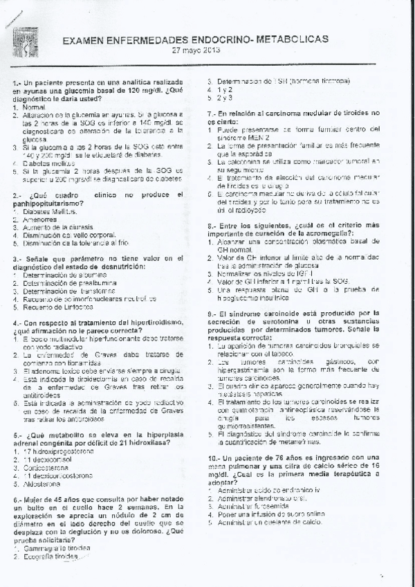 Miniatura del documento Examen Endocrino 27 mayo 2013 (NO RESPUESTAS).pdf