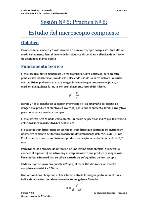 Miniatura del documento Práctica Nº 8 - Estudio del microscopio compuesto.pdf