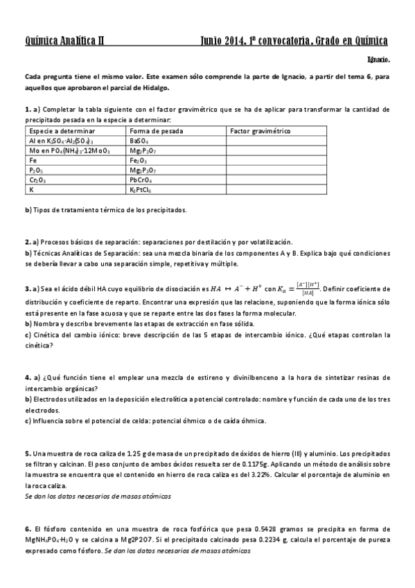 Miniatura del documento Examen Q. AnalÃ-tica II. Junio 2014 (1convocatoria) Ignacio.pdf