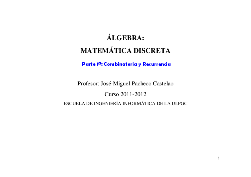 Miniatura del documento Combinatoria y recurrencia. Álgebra discreta..pdf