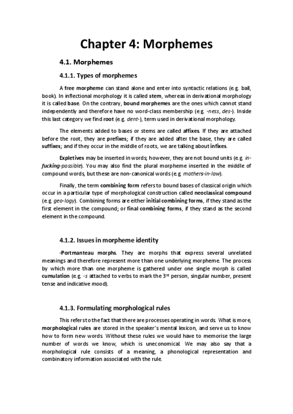 Miniatura del documento Unit 4: Morphemes