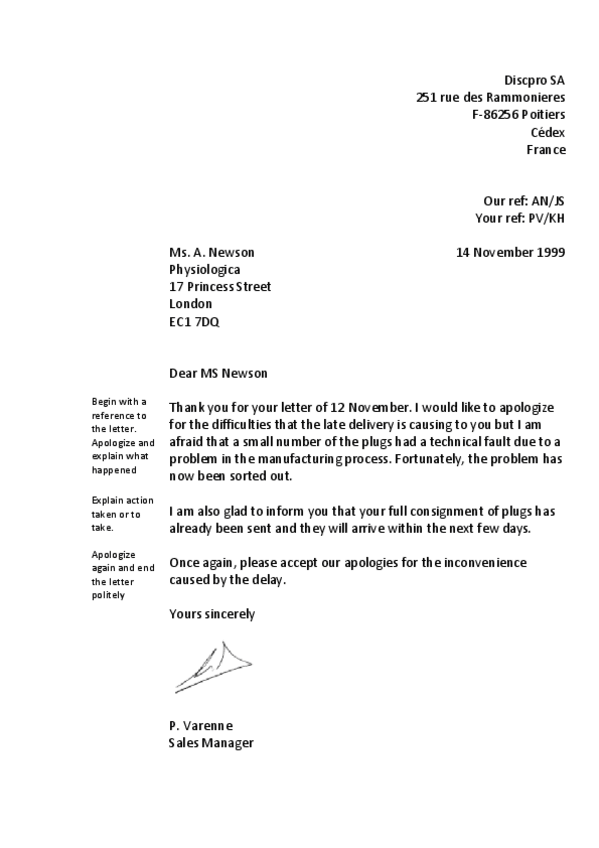 Miniatura del documento Reply to a letter of COMPLAINT