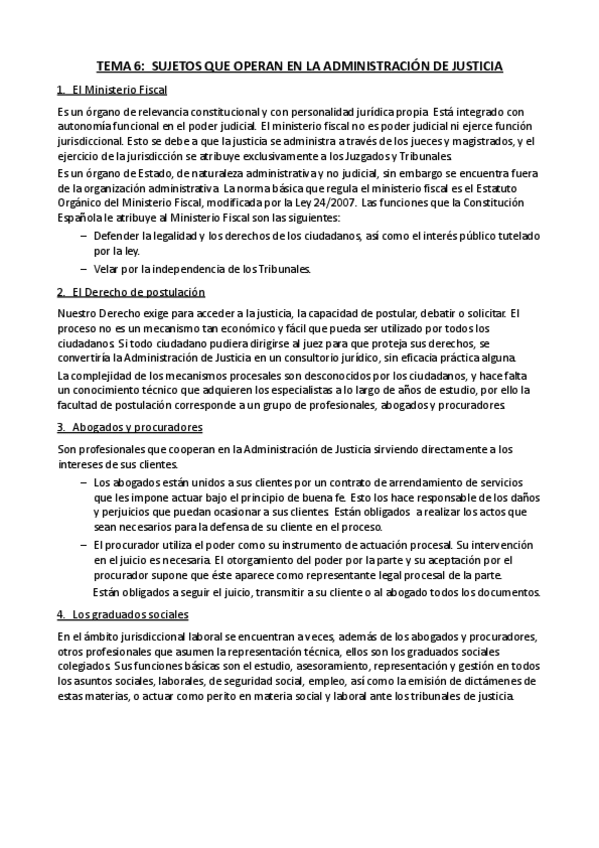Miniatura del documento Tema 6 - Sujetos que operan en la administracion de justicia.pdf