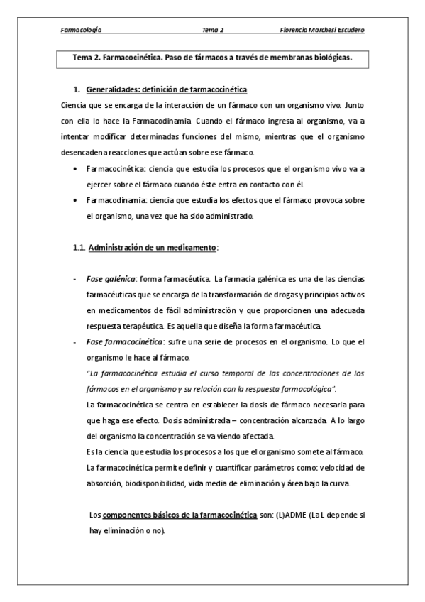 Miniatura del documento Tema 2 - Farmacocinética. Paso de fármacos a través de membranas biológicas..pdf