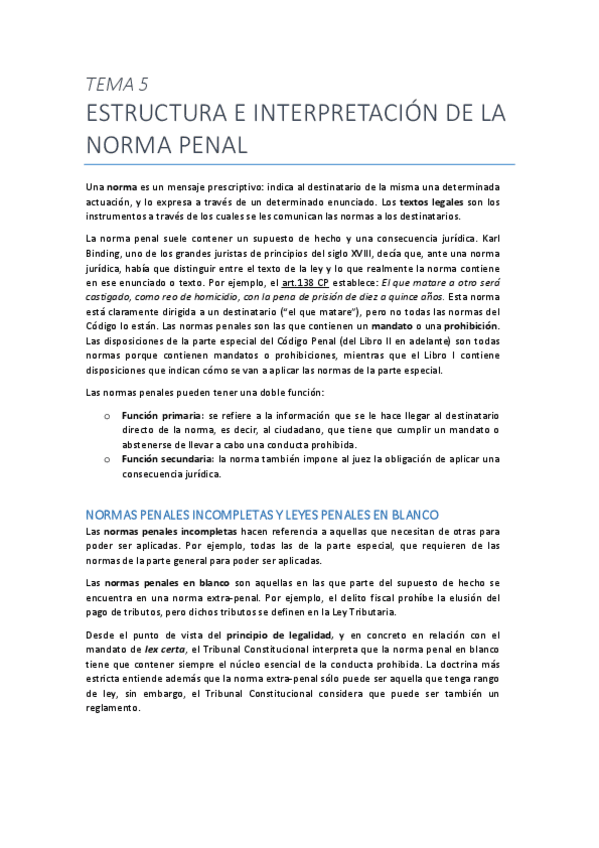Miniatura del documento Tema 5. Estructura e interpretación de la norma penal.pdf