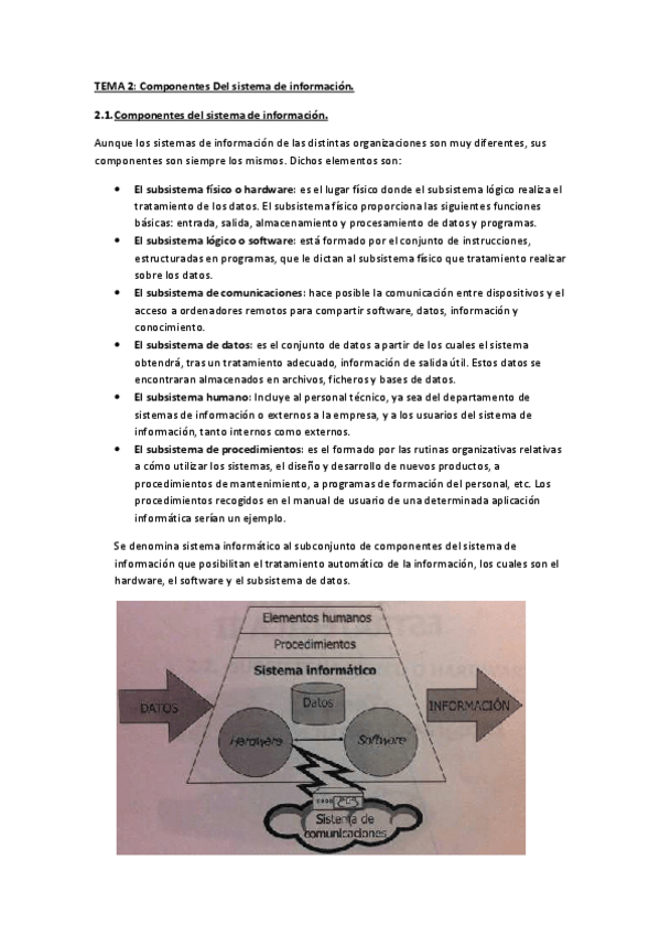Miniatura del documento Tema 2 componentes del sistema de información.pdf