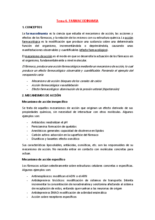 Miniatura del documento Tema 6. Farmacodinamia.pdf