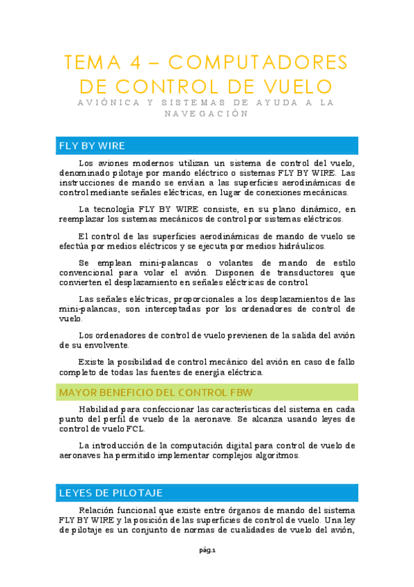 Miniatura del documento Tema 4 - Computadores de control de vuelo. Resumen.pdf