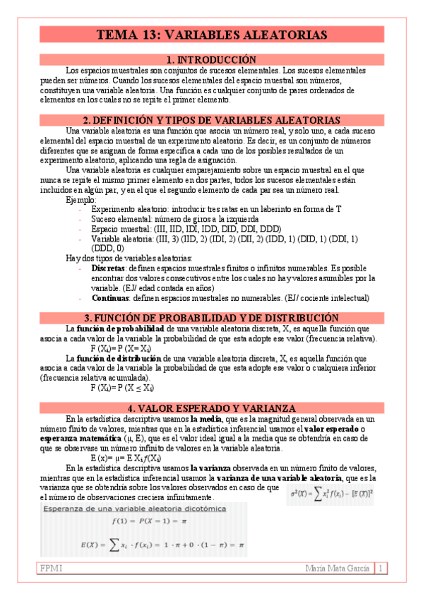 Miniatura del documento TEMA 13. Variables aleatorias