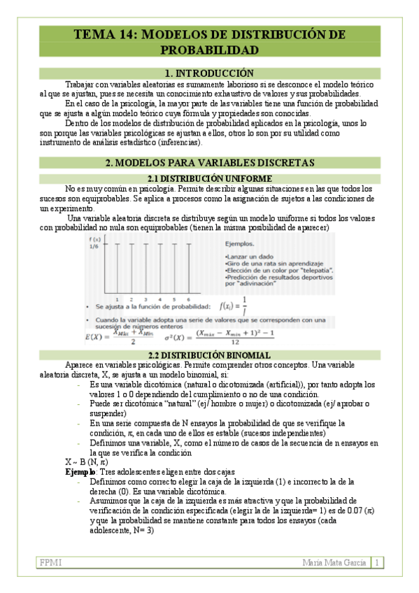 Miniatura del documento TEMA 14. Modelos distribución de prob.