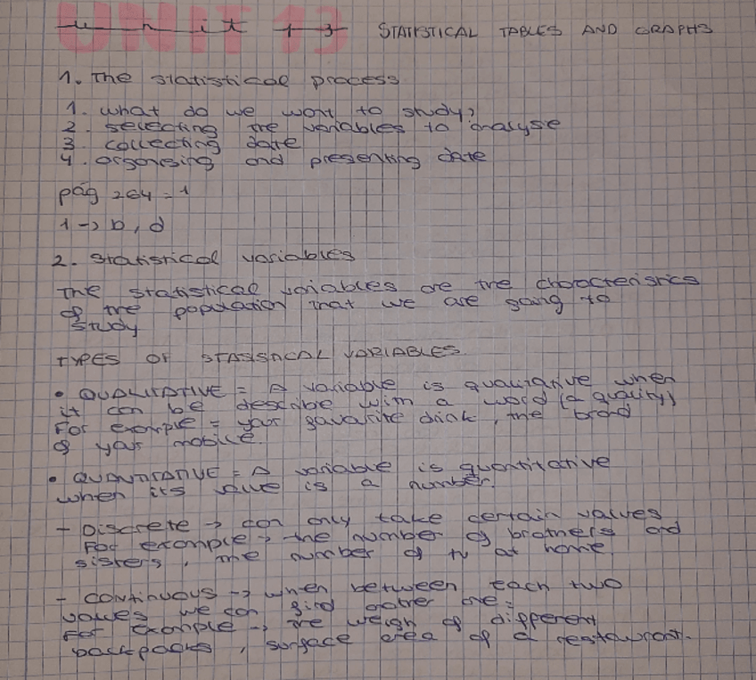 Miniatura del documento Statistical tables and graphs Apuntes en inglés