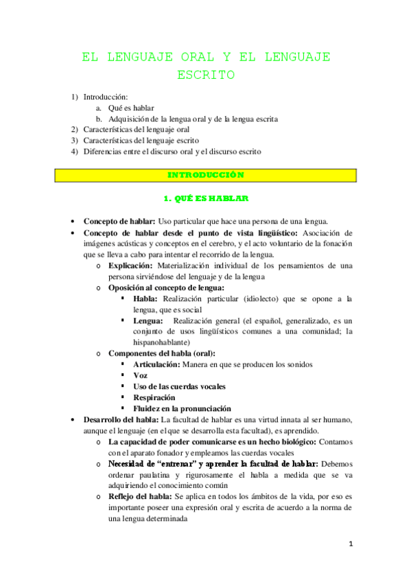 Miniatura del documento El lenguaje oral y el lenguaje escrito