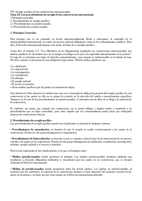 Miniatura del documento Tema 10 Los procedimientos de arreglo de las controversias internacional..pdf