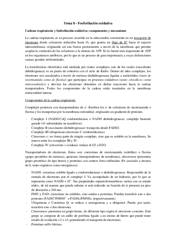 Miniatura del documento Tema 8 - Fosforilación oxidativa.pdf