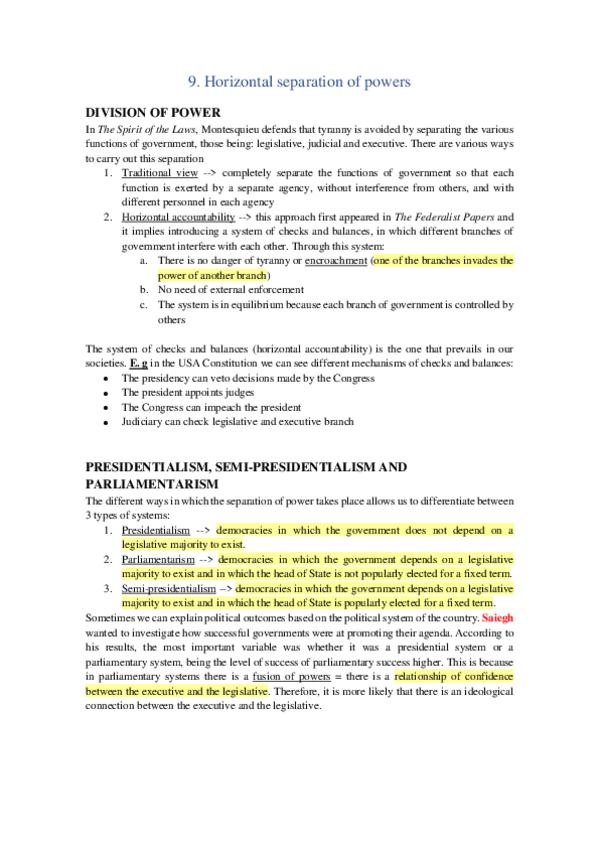 Miniatura del documento 9. Horizontal separation of powers