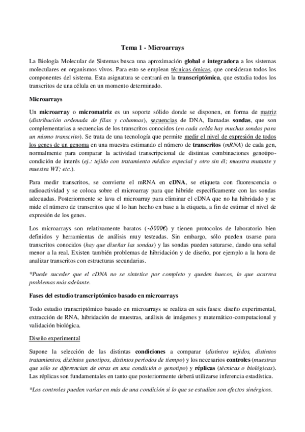 Miniatura del documento Tema 1 - Microarrays_apuntes.pdf