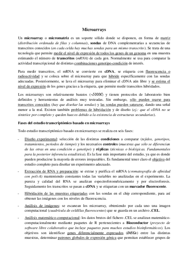Miniatura del documento Resumen 1 - Microarrays.pdf