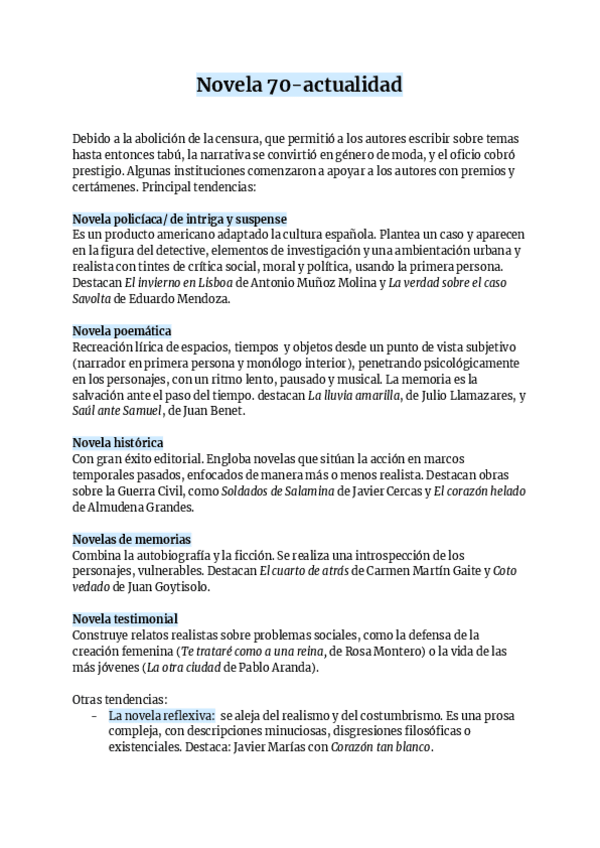 Miniatura del documento Novela 70-actualidad