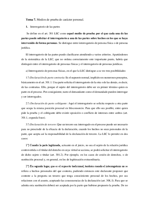 Miniatura del documento Tema 7. Medios de prueba de carácter personal.pdf