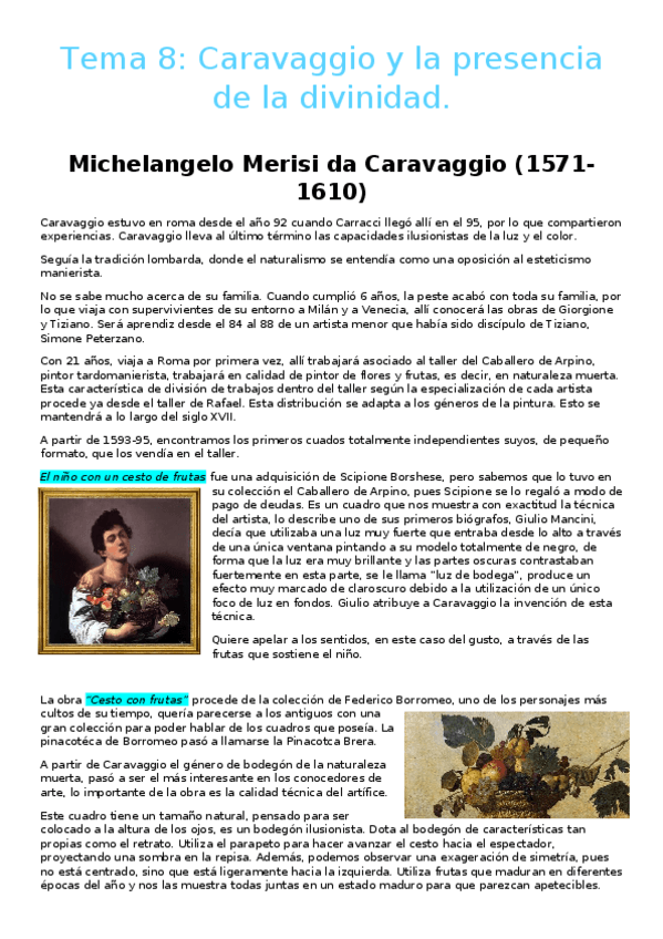 Miniatura del documento Tema-8-Caravaggio.docx