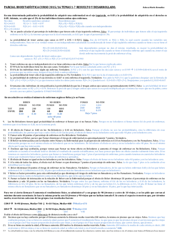 Miniatura del documento 1er parcial BioEst 2016 Resuelto y con explicación.pdf