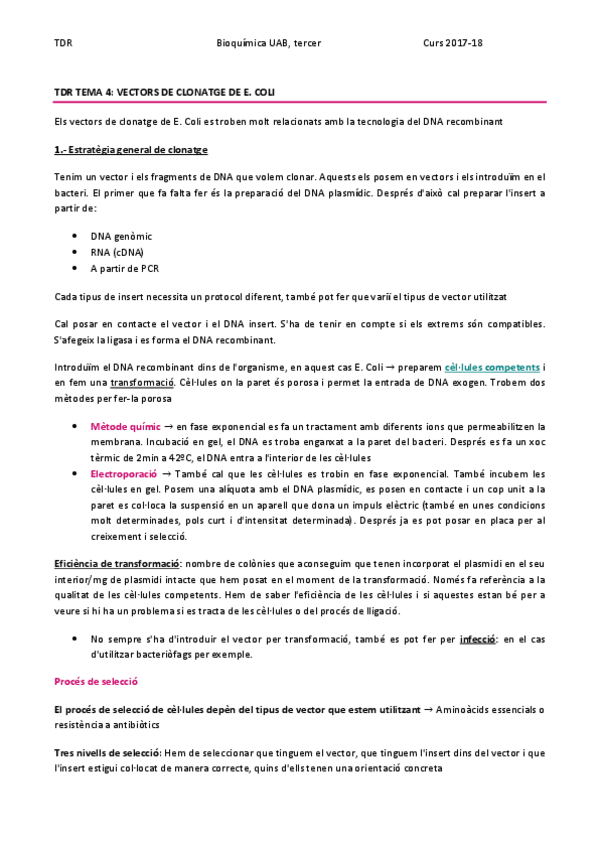 Miniatura del documento TDR TEMA 4 - VECTORS DE CLONATGE DE E. COLI.pdf