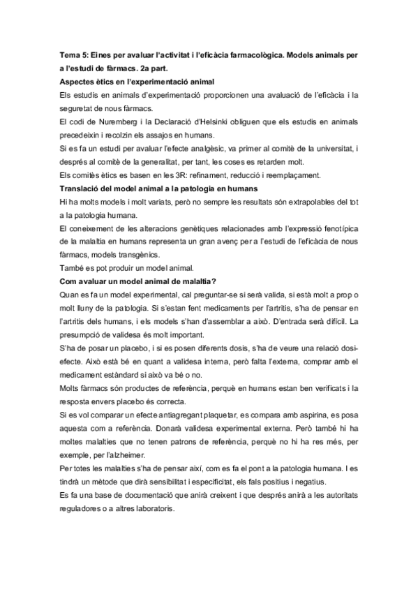 Miniatura del documento Tema 5.2: models animals per l'estudi de fàrmacs part 2.pdf