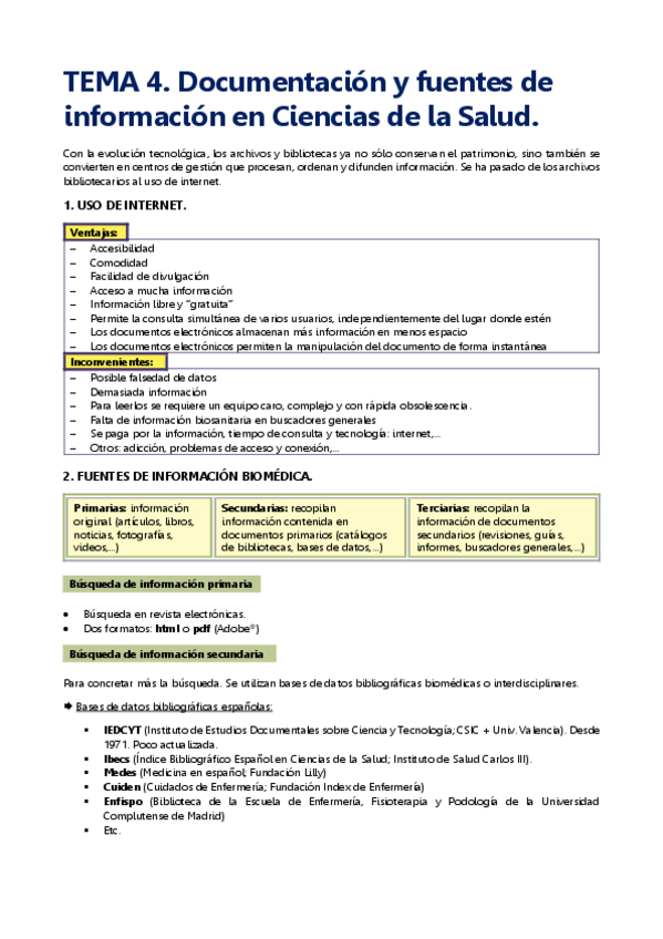 Miniatura del documento TEMA 4. Documentación y fuentes de información en Ciencias de la Salud.pdf