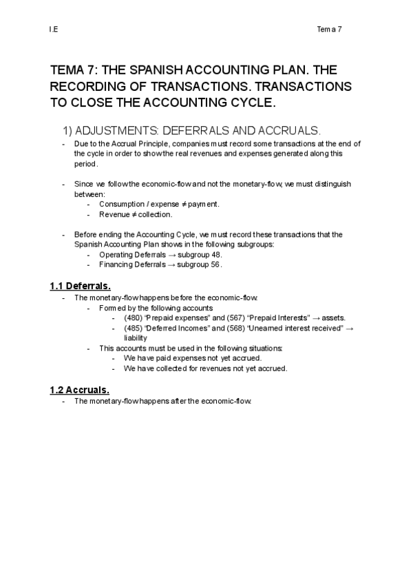 Miniatura del documento Tema7: THE SPANISH ACCOUNTING PLAN. THE RECORDING OF TRANSACTIONS. TRANSACTIONS TO CLOSE THE ACCOUNTING CYCLE..pdf