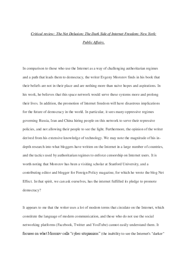 Miniatura del documento The-Net-Delusion-The-Dark-Side-of-Internet-Freedom-New-York-Public-Affairs-Critical-review.pdf