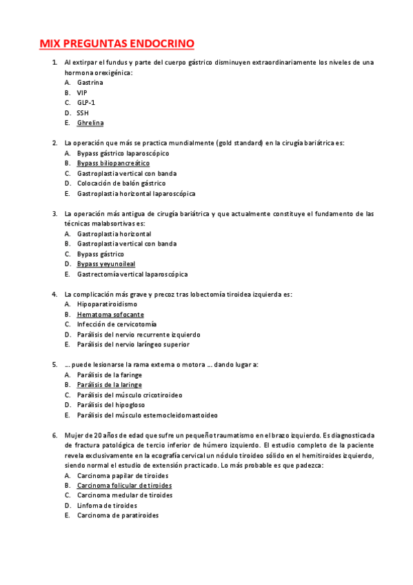Miniatura del documento Mix exámenes de Endocrino (pasado a limpio y CON RESPUESTAS).pdf