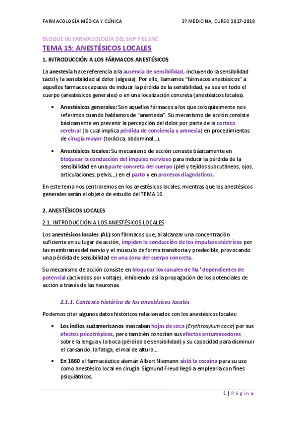 Miniatura del documento TEMA 15 - ANESTÉSICOS LOCALES.pdf