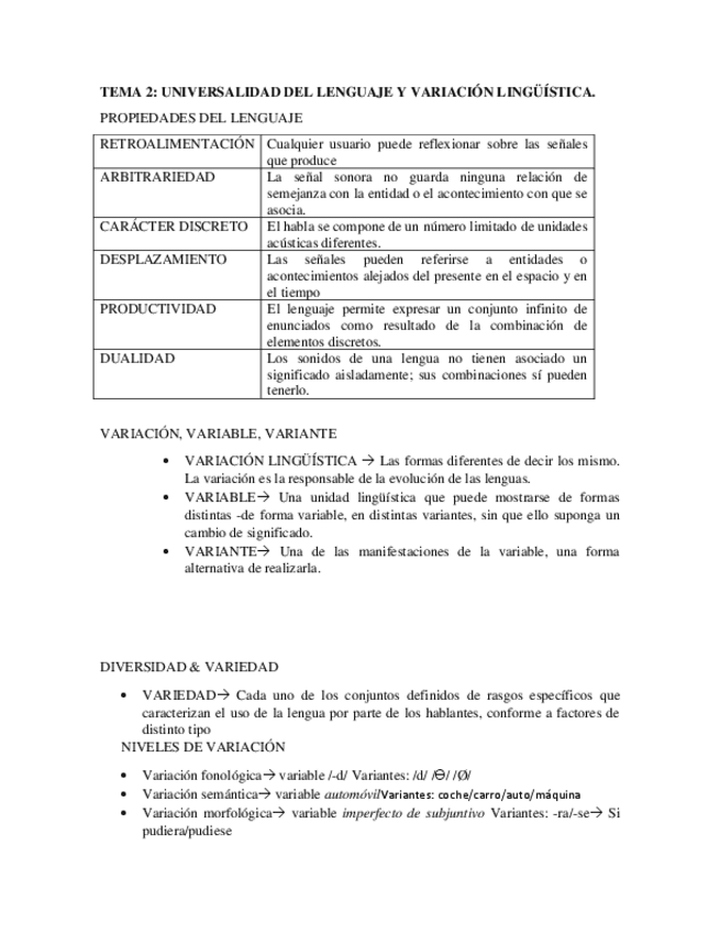 Miniatura del documento Lingüística Tema 2 Universalidad del lenguaje y variación lingüística.pdf