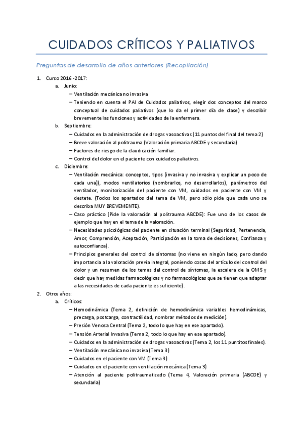 Miniatura del documento Críticos y Paliativos - Preguntas de exámenes anteriores..pdf