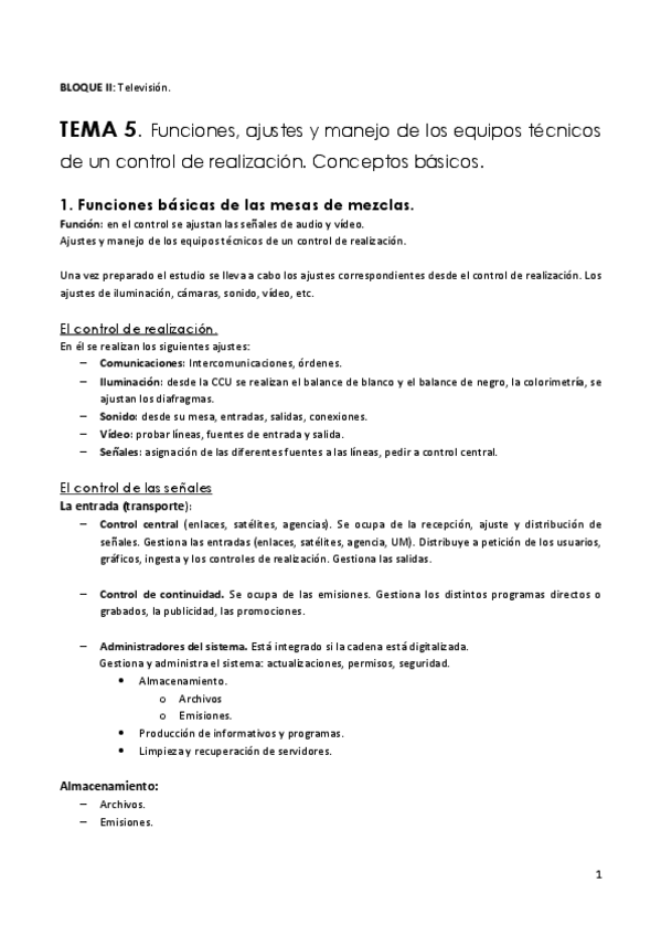 Miniatura del documento TEMA 5 Funciones- ajustes y manejo de los equipos técnicos de un control de realización. Conceptos básicos..pdf