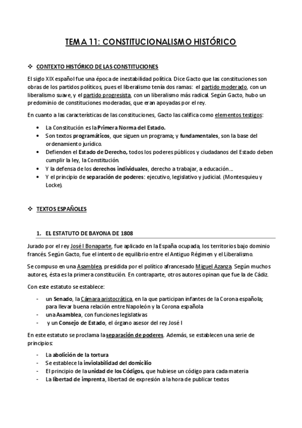 Miniatura del documento TEMA 11 EL CONSTITUCIONALISMO HISTÓRICO. TEXTOS ESPAÑOLES.pdf