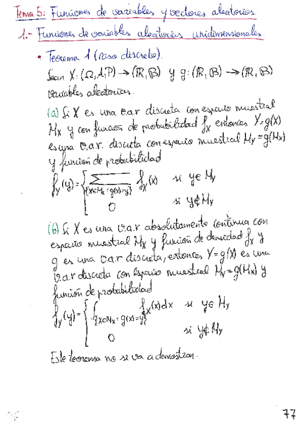 Miniatura del documento Apuntes Tema 5: Funciones de variables y vectores aleatorios.pdf