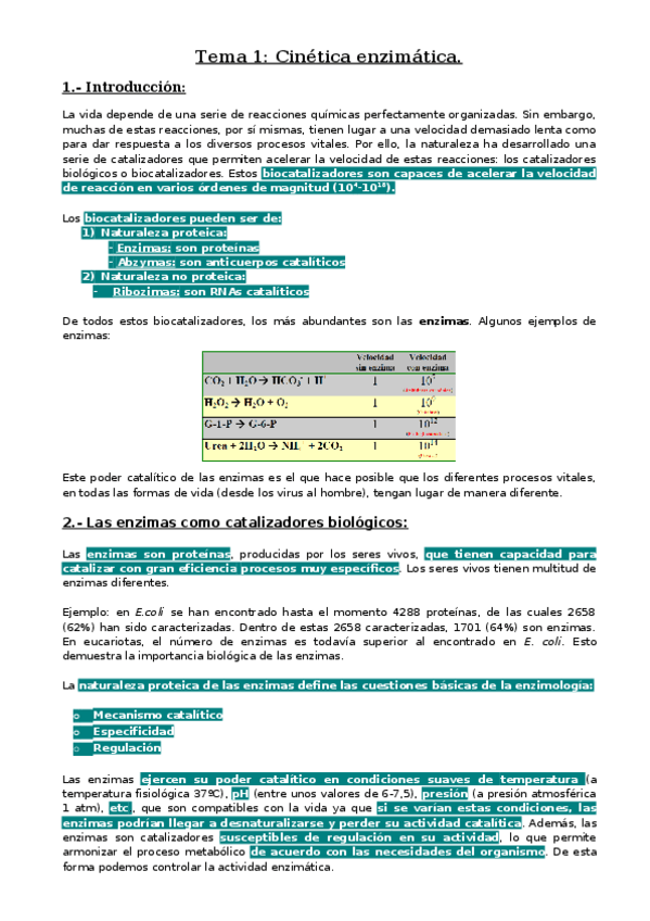 Miniatura del documento Tema 1. Cinética enzimática.docx
