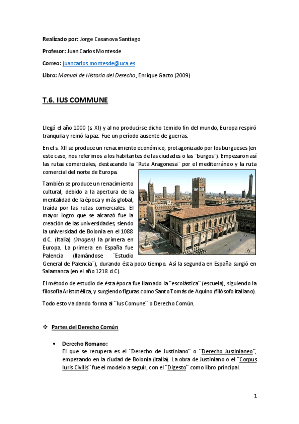 Miniatura del documento Tema 6 (Ius Commune) - Historia del Derecho.pdf