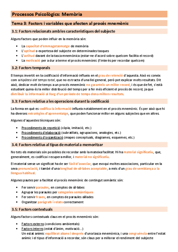 Miniatura del documento Tema 3 - Factors i variables que afecten al procés mnemònic.pdf