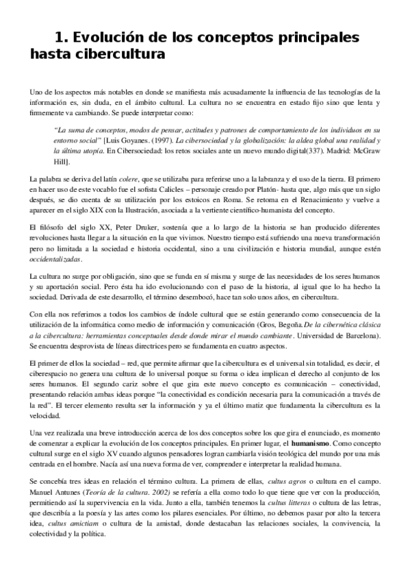 Miniatura del documento Pregunta 1. Evolución de los conceptos principales hasta cibercultura.doc