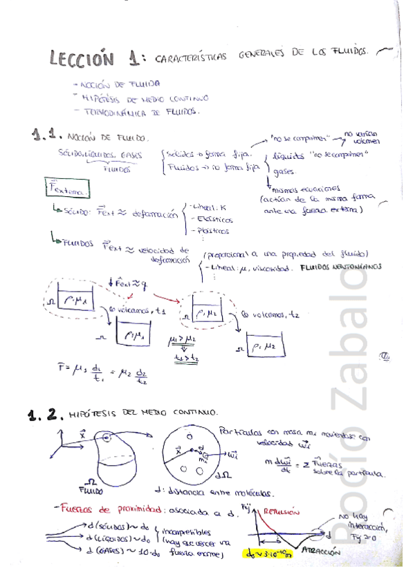 Miniatura del documento Apuntes de clase - Lección 1 Mecánica de Fluidos I - Características Generales de los Fluidos.pdf