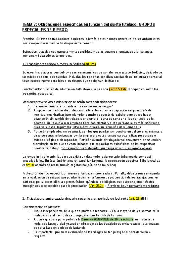 Miniatura del documento TEMA 7_ Obligaciones específicas en función del sujeto tutelado_ GRUPOS ESPECIALES DE RIESGO (PRL).pdf