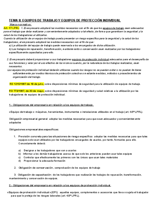 Miniatura del documento TEMA 8_ EQUIPOS DE TRABAJO Y EQUIPOS DE PROTECCIÓN INDIVIDUAL (PRL).pdf