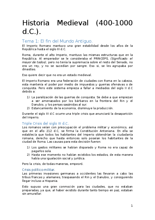Miniatura del documento Historia Medieval 1º Cuatrimestre.docx