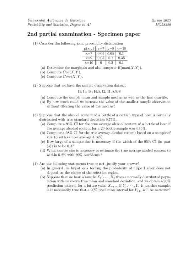 Miniatura del documento Probability: Exam2.pdf